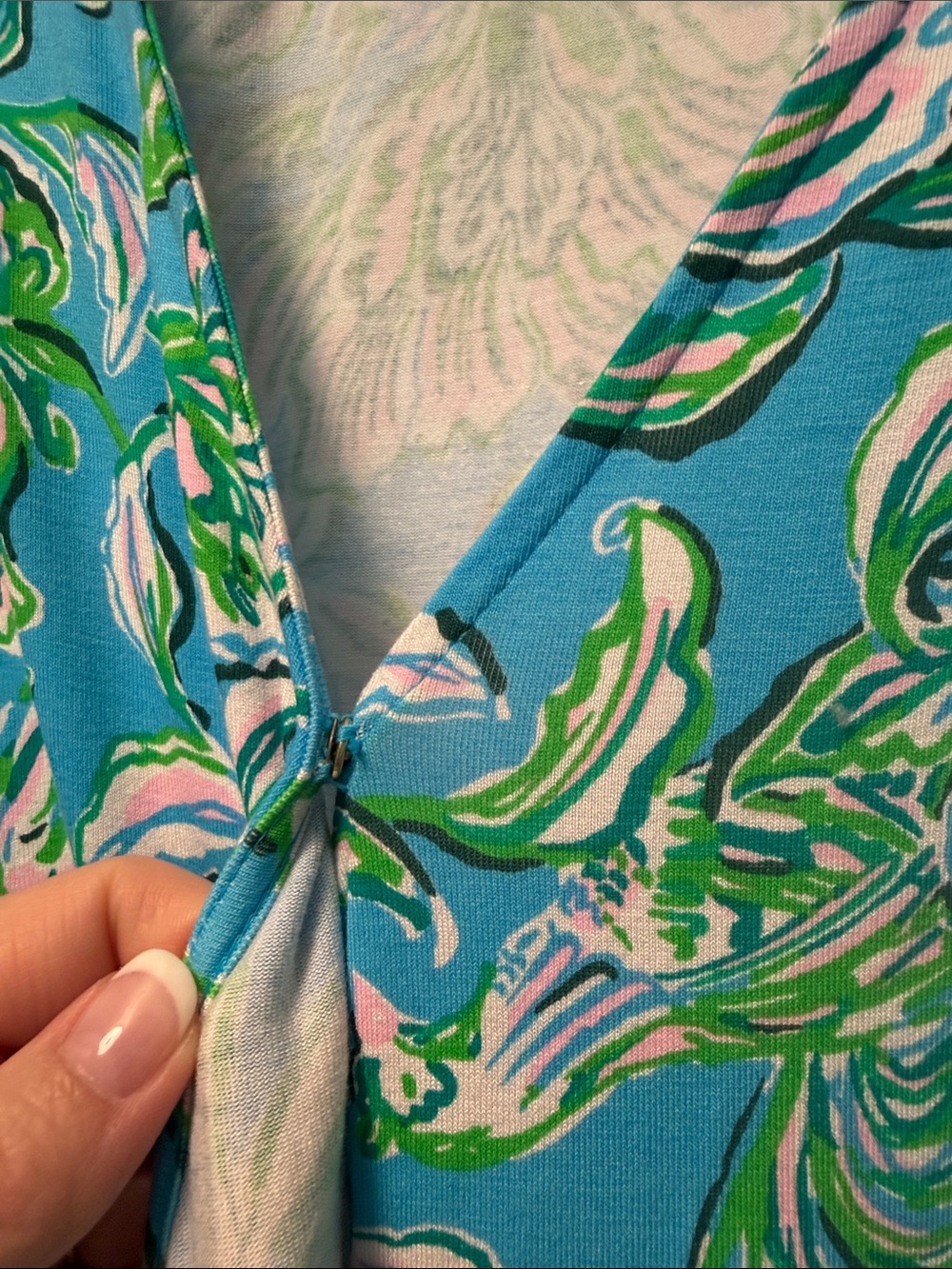Lilly Pulitzer Blue and Green Floral Maxi Wrap Dress - Picture 3 of 5